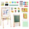 Natural Pine Wood Kids Art Easel 3 In 1 Magnetic Whiteboard Chalkboard Adjustable Height Foldable With Accessories Set For Kids 3–14